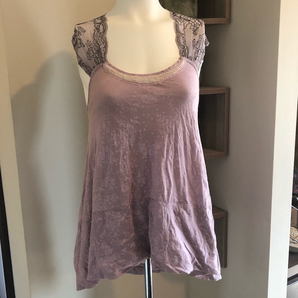 Free people high low lace strap top